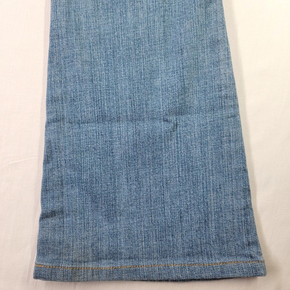 Levis 524 Jeans Too Super Low Flare Size 3M 28X28 Distressed Blue Medium Wash - Picture 10 of 16